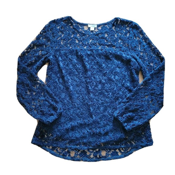 Sanctuary Tops - Sanctuary Shirt Women Size Medium Green Lace Lined Long Sleeve Classic Top